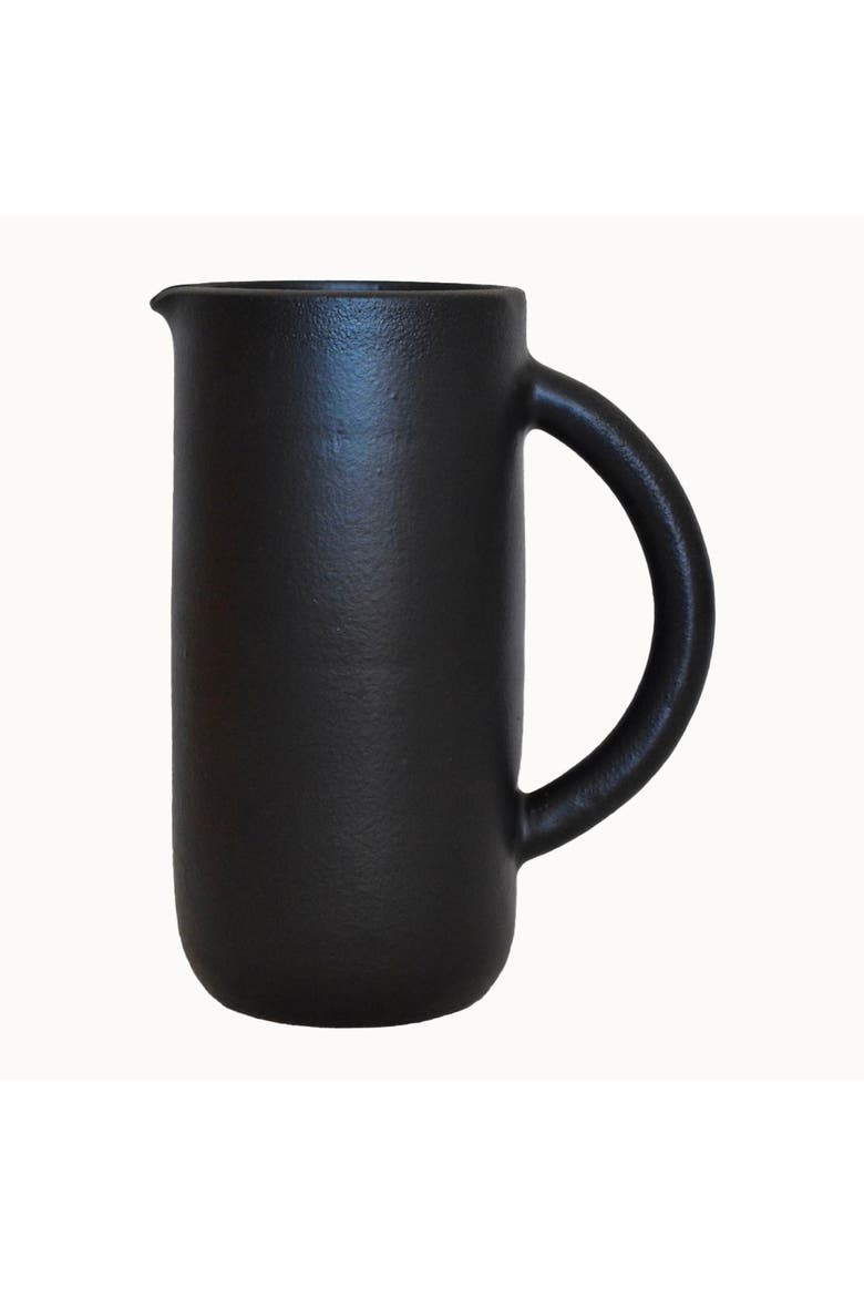Handcrafted Ceramic Pitcher, Main, color, Black