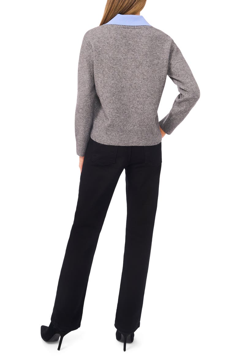 Contrast Collar Twofer Sweater, Alternate, color, FOSSIL
