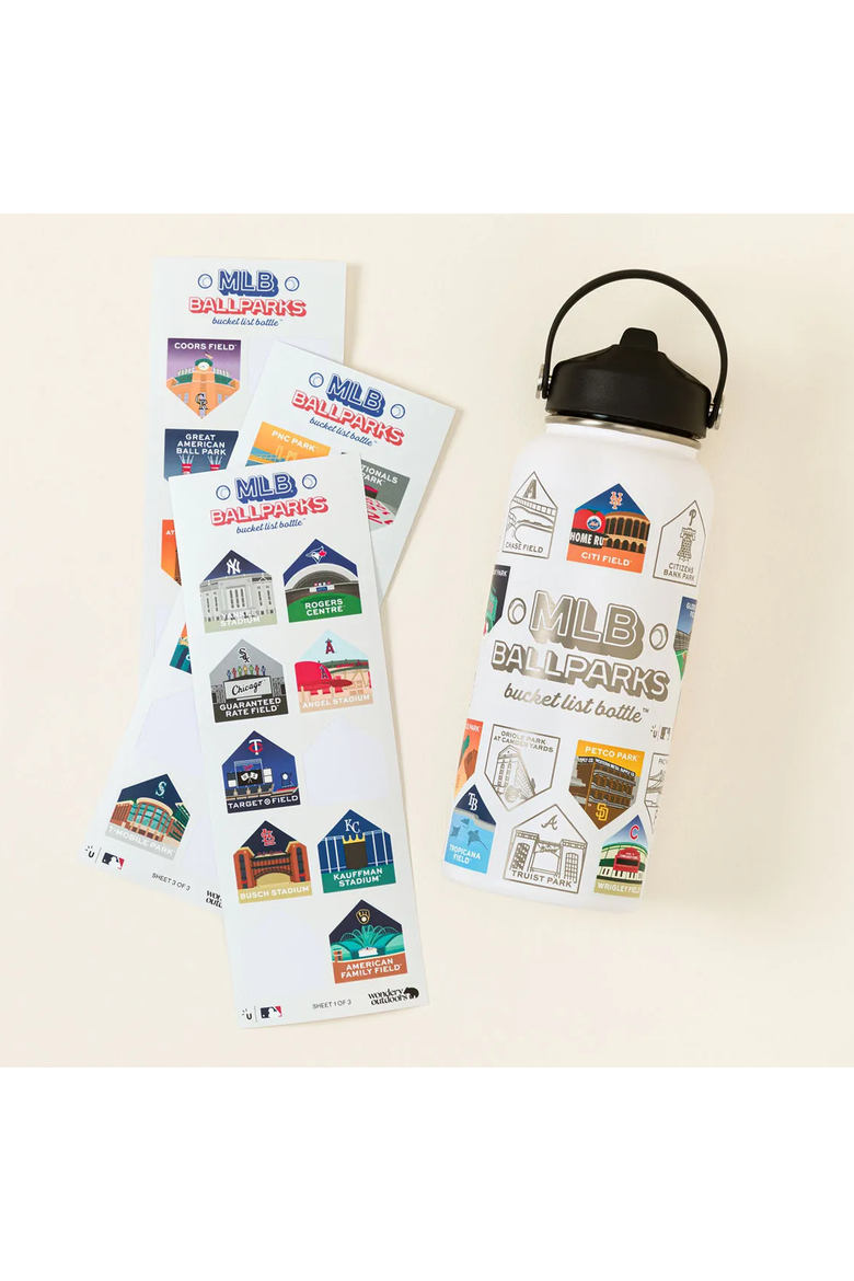 MLB Ballparks Bucket List Water Bottle by Wondery, Main, color, Mlb Ballparks Theme