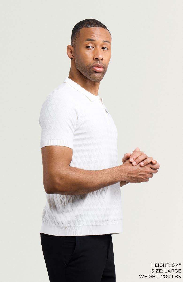 XRAY Quarter Zip Argyle Knit Polo, Alternate, color, Off White