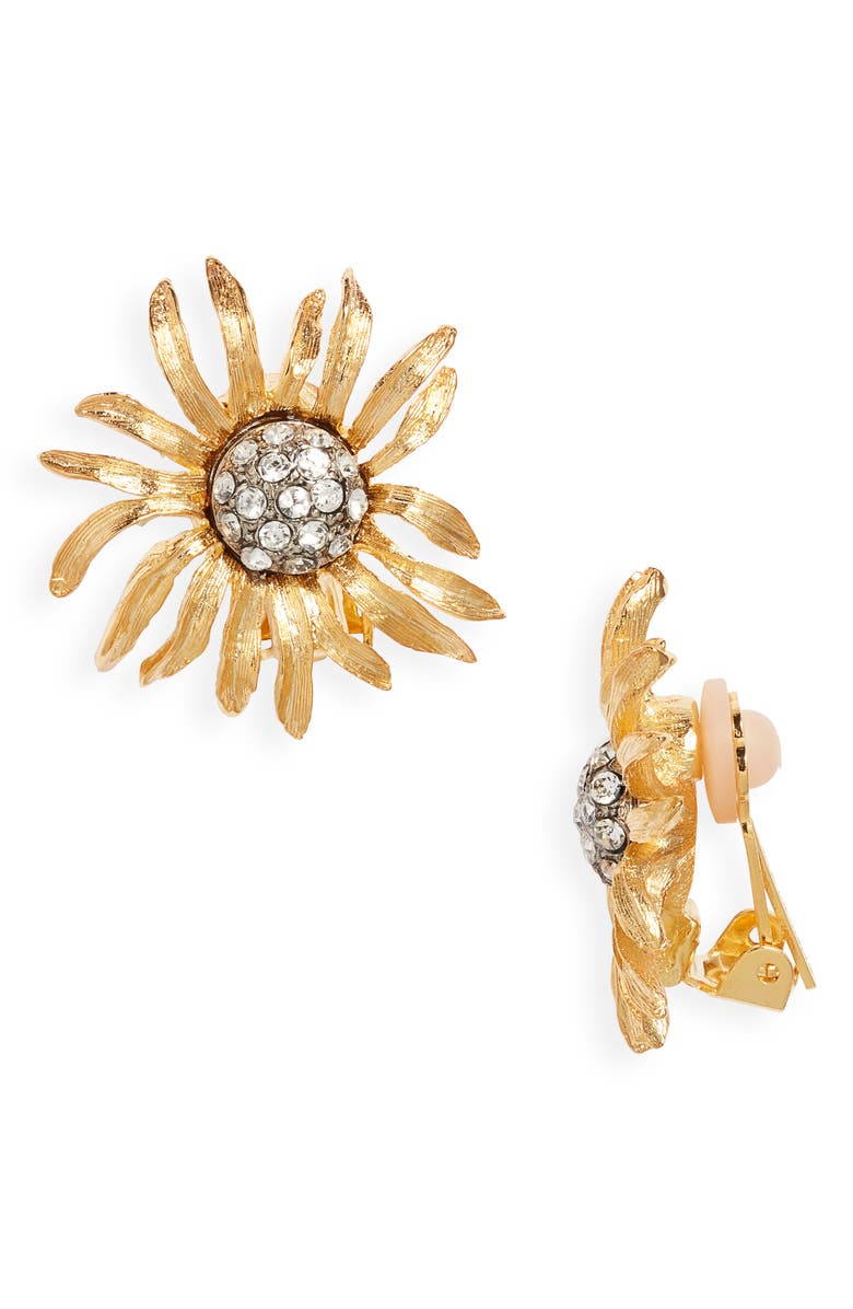 Kenneth Jay Lane Flower Clip-On Earrings, Main, color, Gold