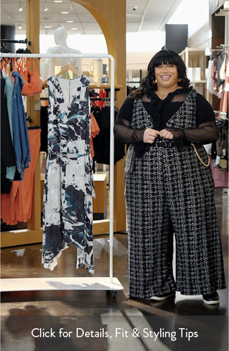 Abstract Print Handkerchief Hem Midi Dress, sales video thumbnail