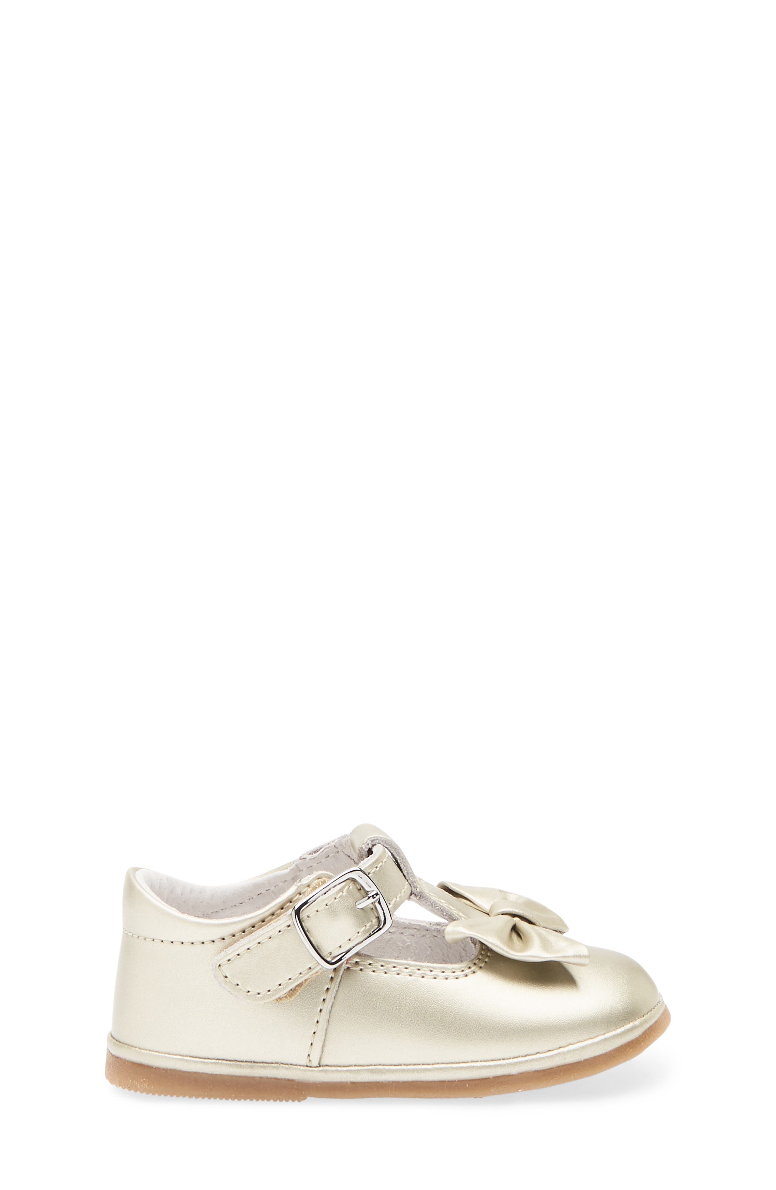 Minnie Bow T-Strap Shoe, Alternate, color, GOLD