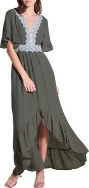 WISHLIST Lace Trim High-Low Dress