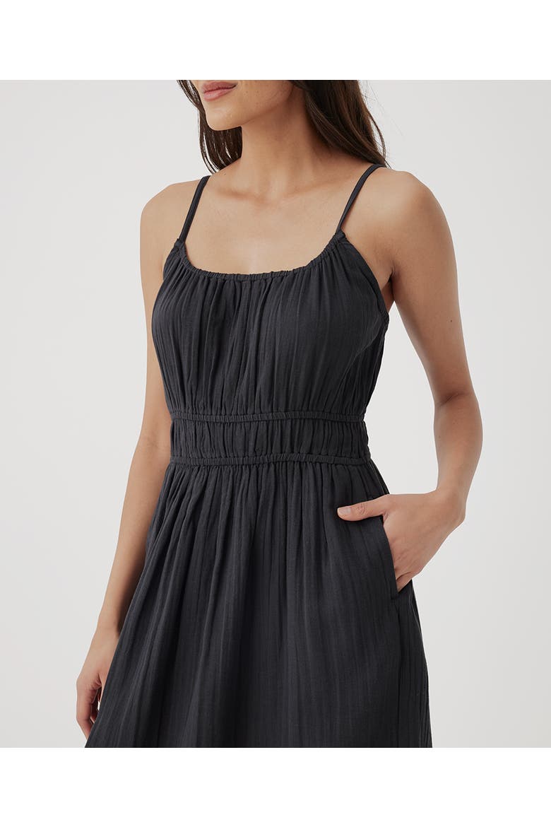 Organic Cotton Coastal Double Gauze Cami Maxi Dress, Alternate, color, Black
