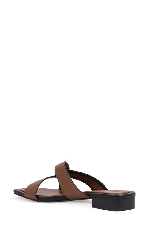 Reiss Tan Leather Link-strap Slip-on Sandals In Brown