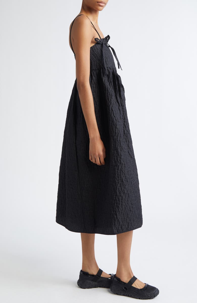 Cecilie Bahnsen Ambra Floral Lobelia Matelassé Babydoll Dress, Alternate, color, Black