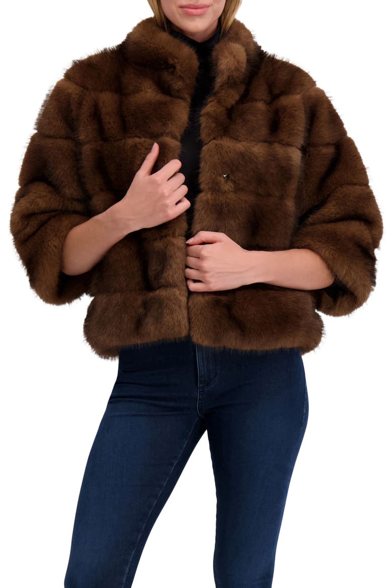 Fur-Free Sable (Faux Fur) Jacket, Alternate, color, BROWN