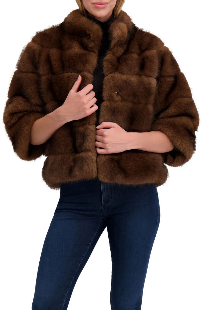 Lyla Grant Fur-Free Sable (Faux Fur) Jacket, Alternate, color, Brown