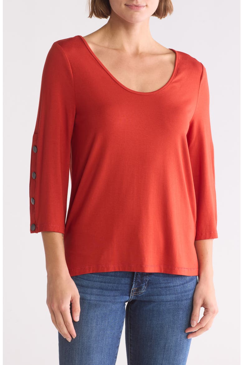 Three Quarter Sleeve Top, Main, color, RUST