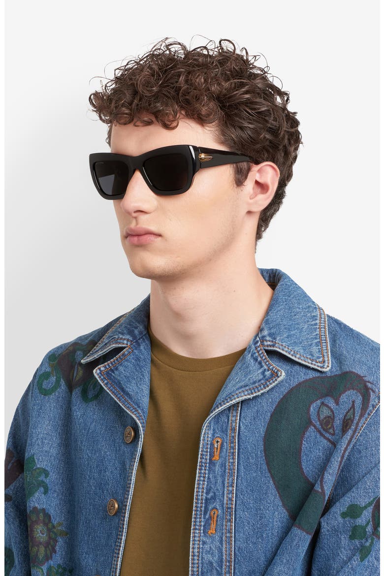 56mm Rectangular Sunglasses, Alternate, color, BLACK/ GREY