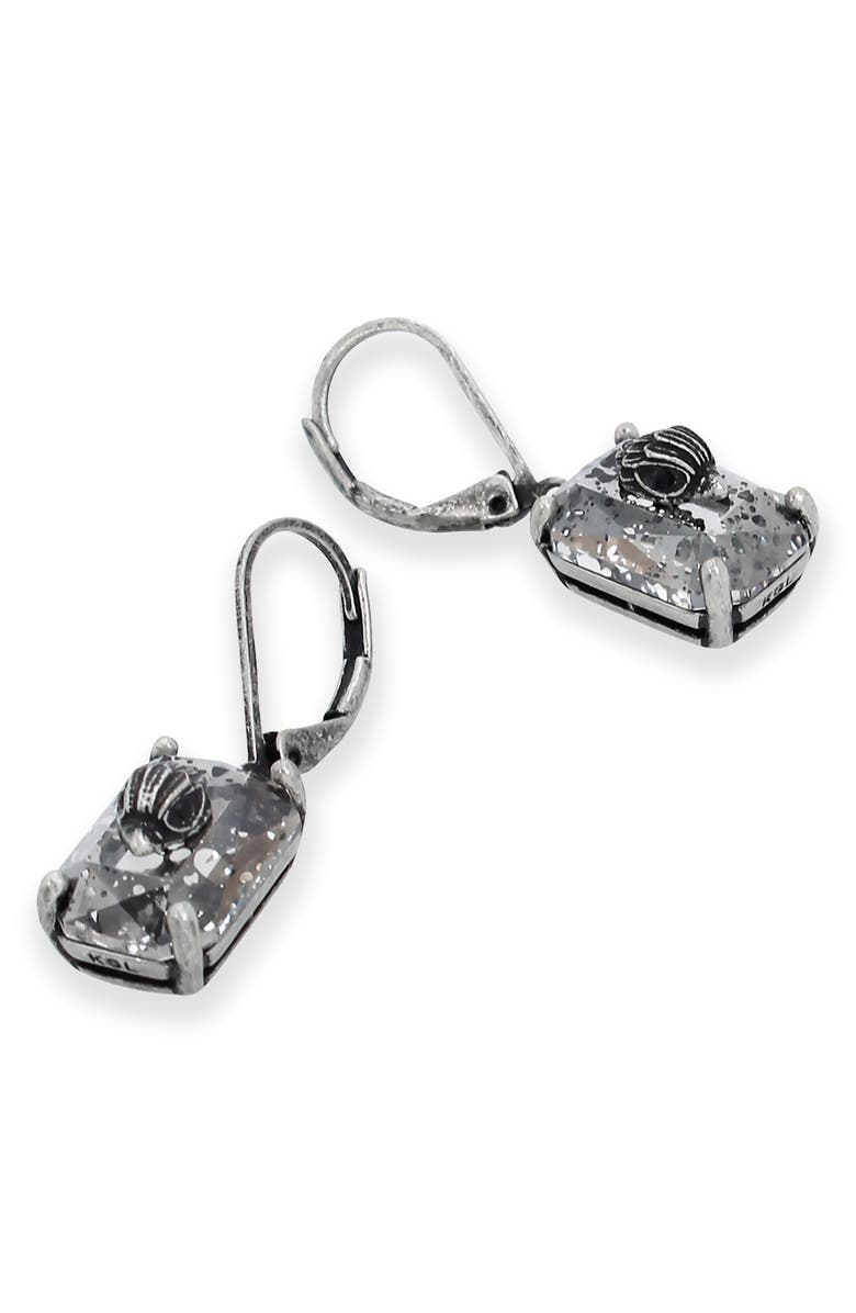 Kurt Geiger London Eagle Head Crystal Drop Lever Back Earrings, Alternate, color, Black Patina