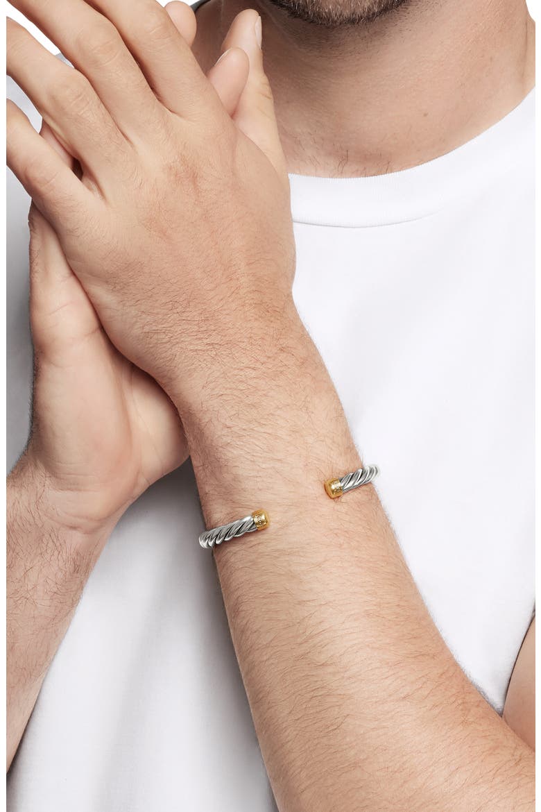 Cable Cuff Bracelet with 18K Gold & Semiprecious Stone, Alternate, color, SILVER/ GOLD