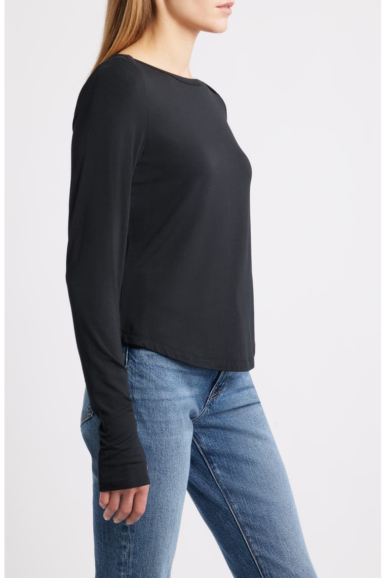 Long Sleeve Modal Blend Top, Alternate, color, BLACK