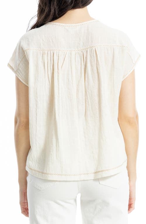 MAX STUDIO MAX STUDIO EMBROIDERED SHORT SLEEVE COTTON BLEND TOP
