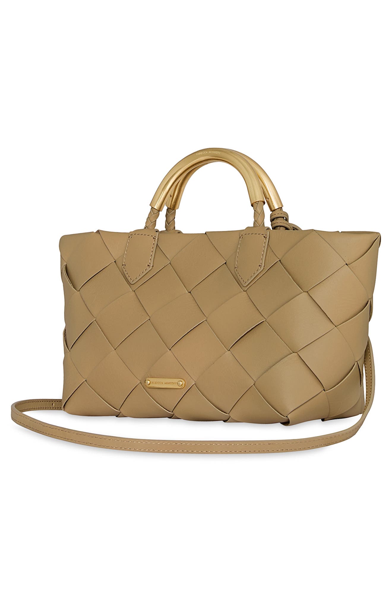 Mini Frankie Woven Leather Tote, Alternate, color, SESAME