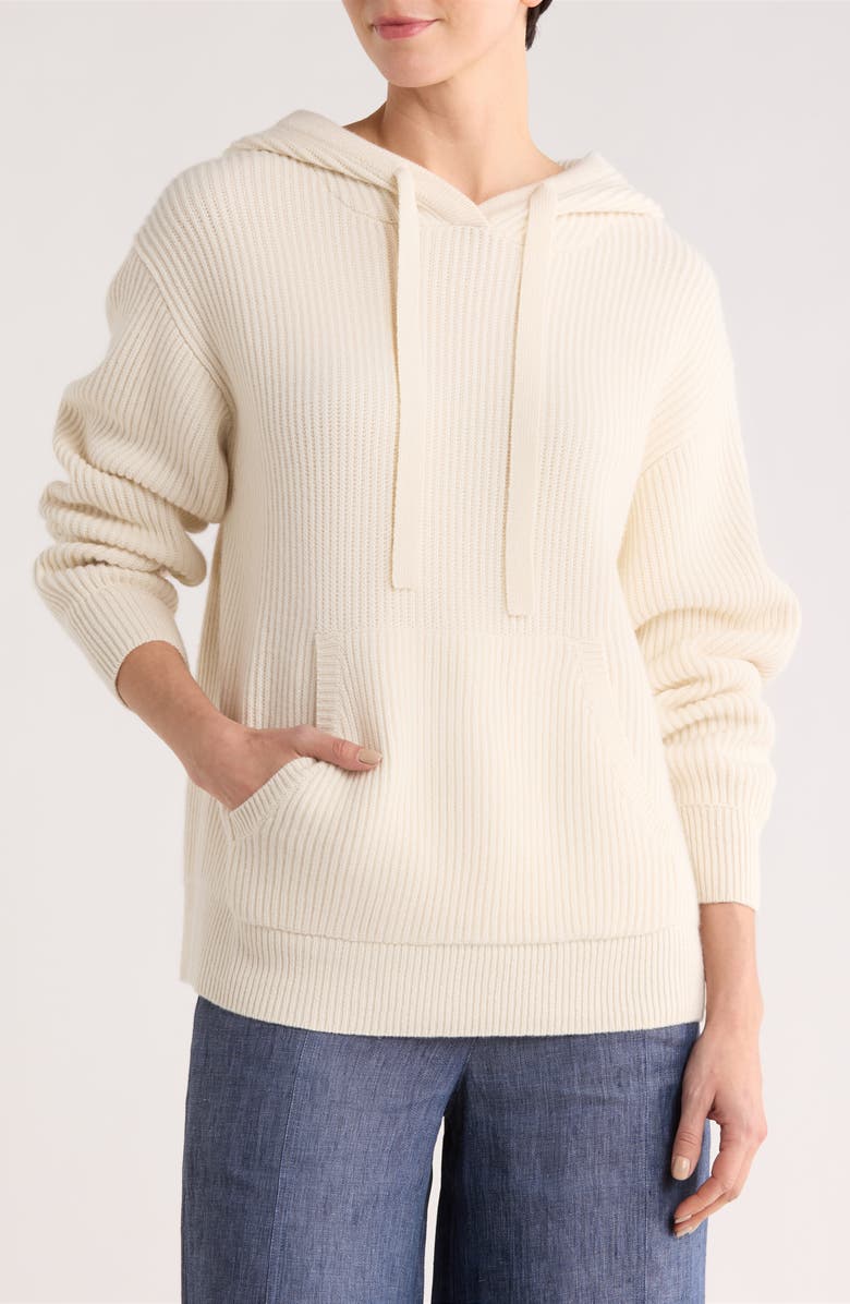 TWP Rib Cashmere Sweater Hoodie, Main, color, Ivory