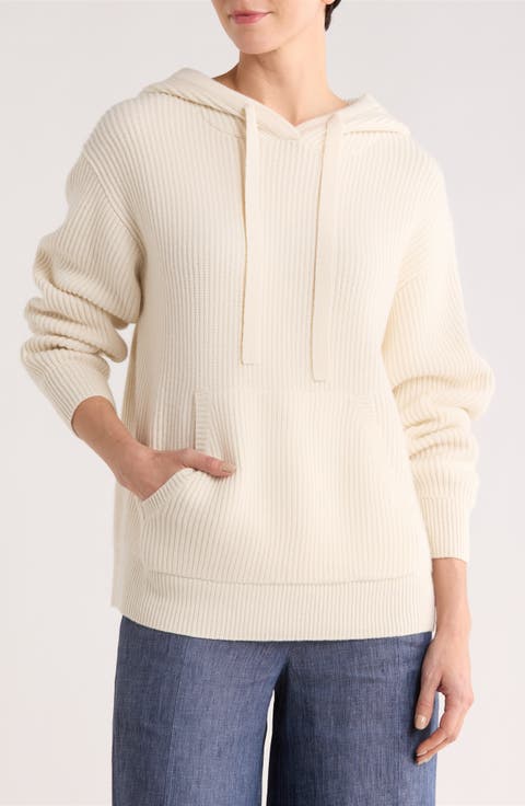 Rib Cashmere Sweater Hoodie