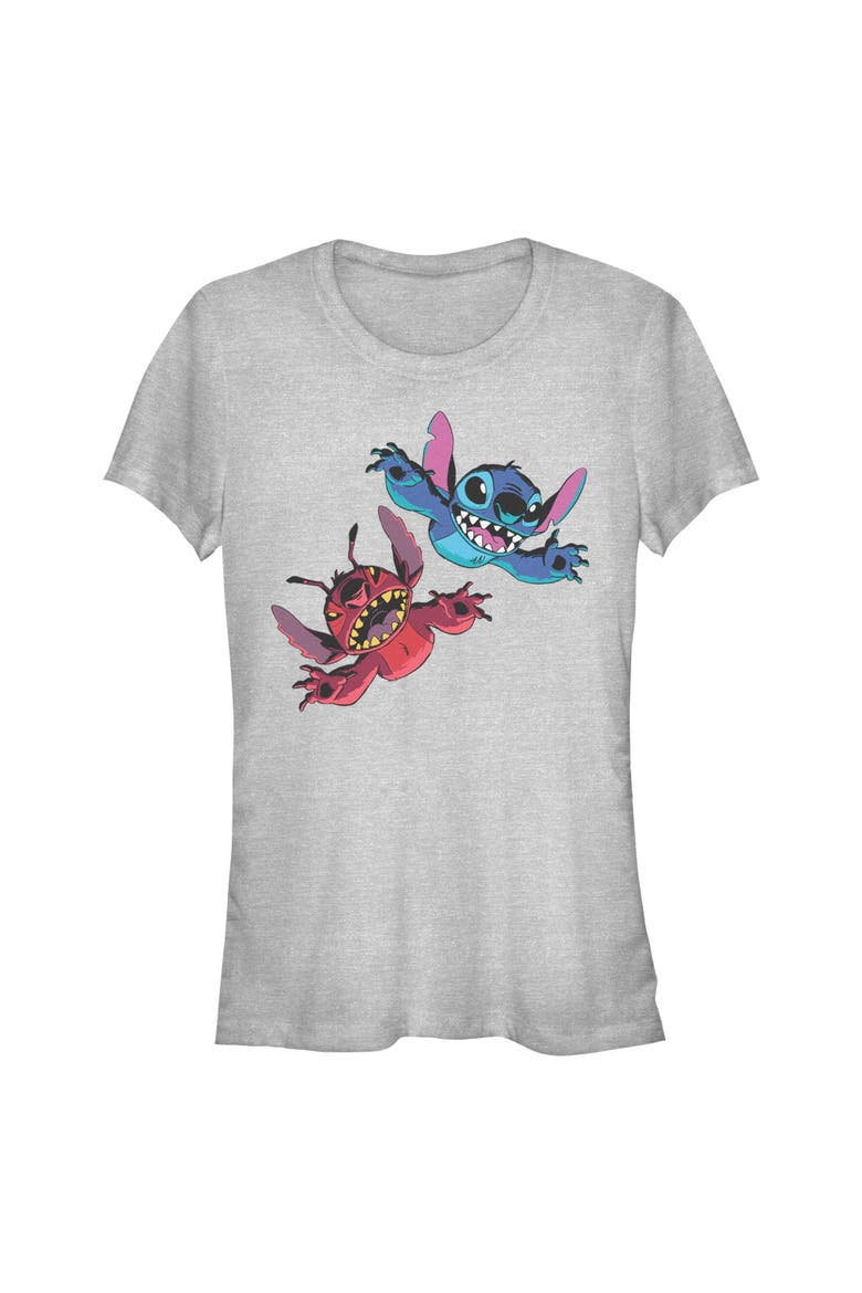 Junior's Leroy vs Blue Alien Short Sleeve Graphic T-Shirt, Main, color, Gray: Jump