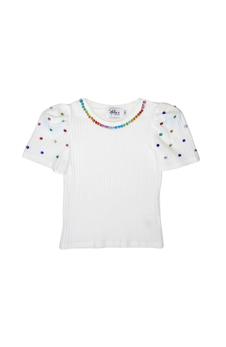 Lola + The Boys Queen Gem Short Sleeve Tee, Main, color, White
