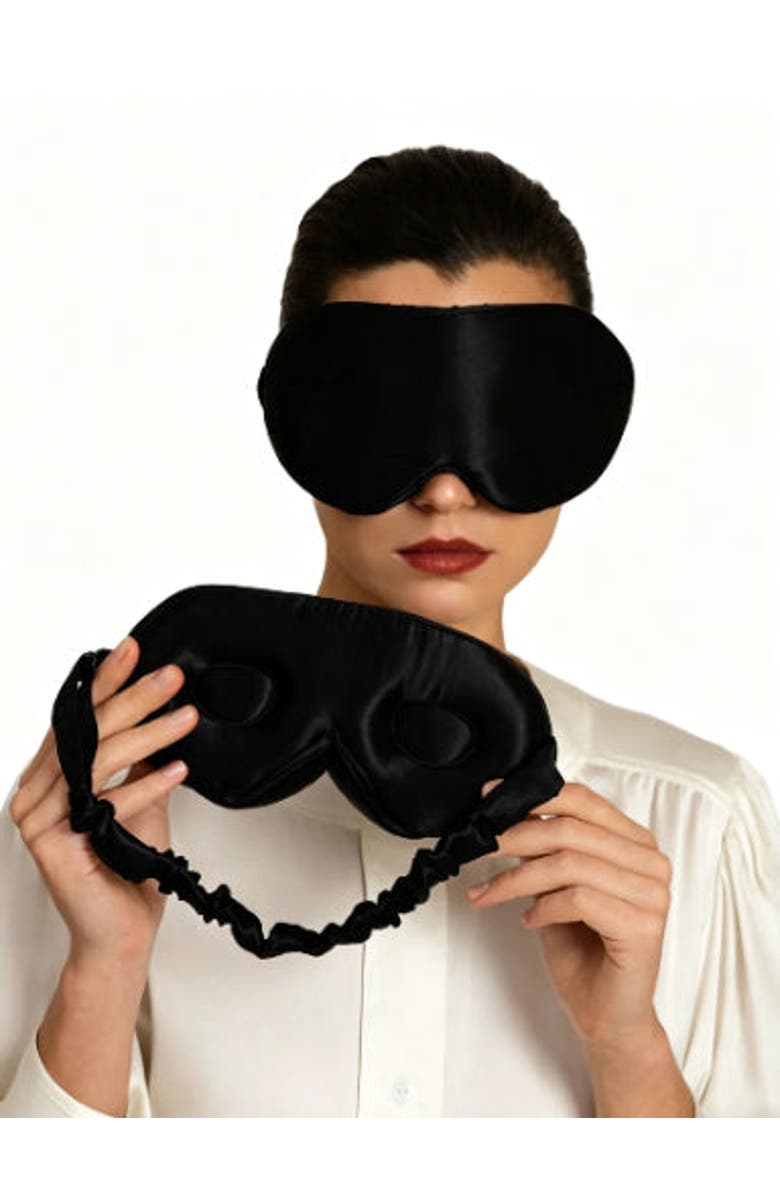 SILKSILKY 22 Momme Pure Silk 3D Adjustable Eye Mask, Main, color, Black