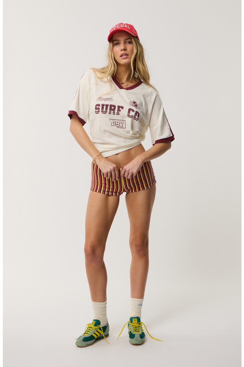 Retro Swell Striped Terry Shorts, Alternate, color, RED MULTI
