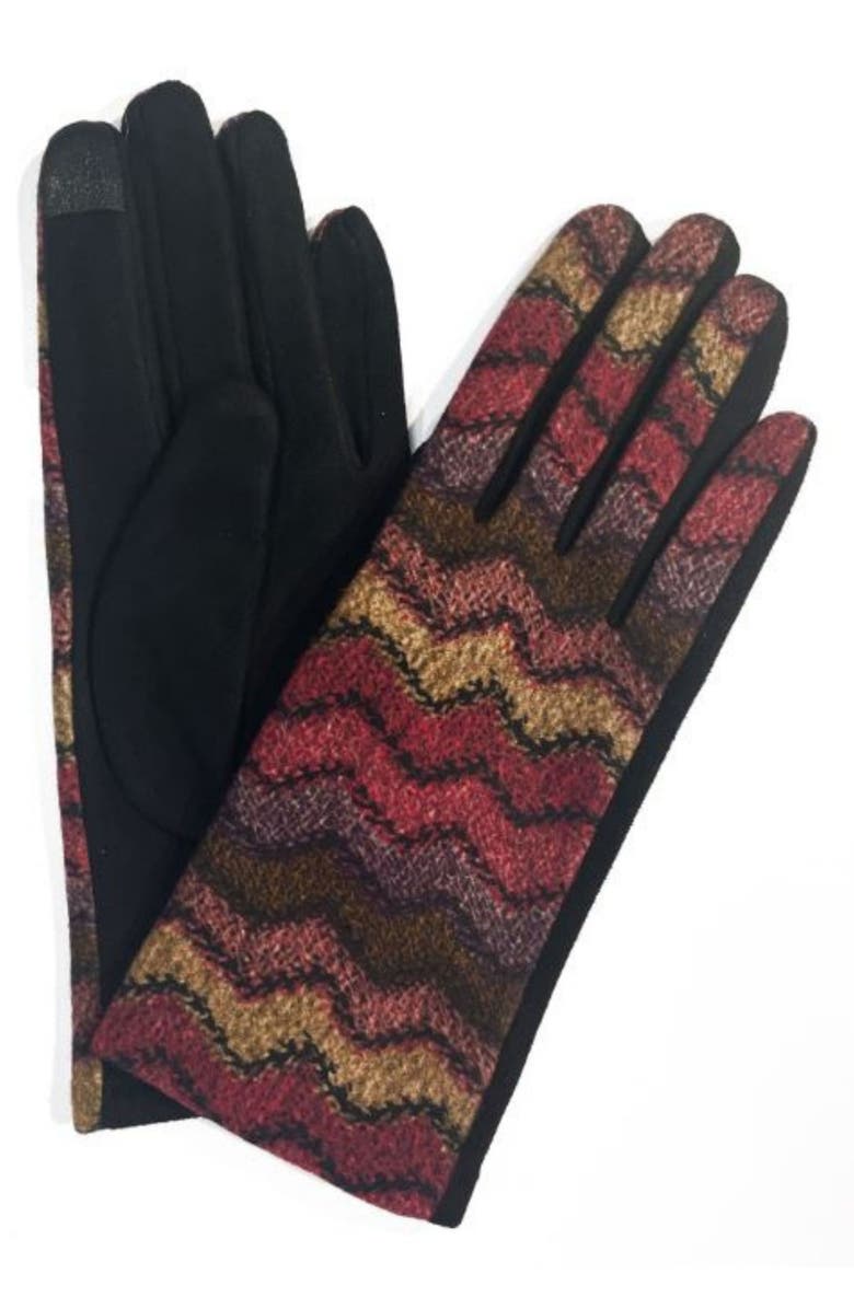 MARCUS ADLER Chevron Jersey Touchscreen Gloves, Main, color, Berry