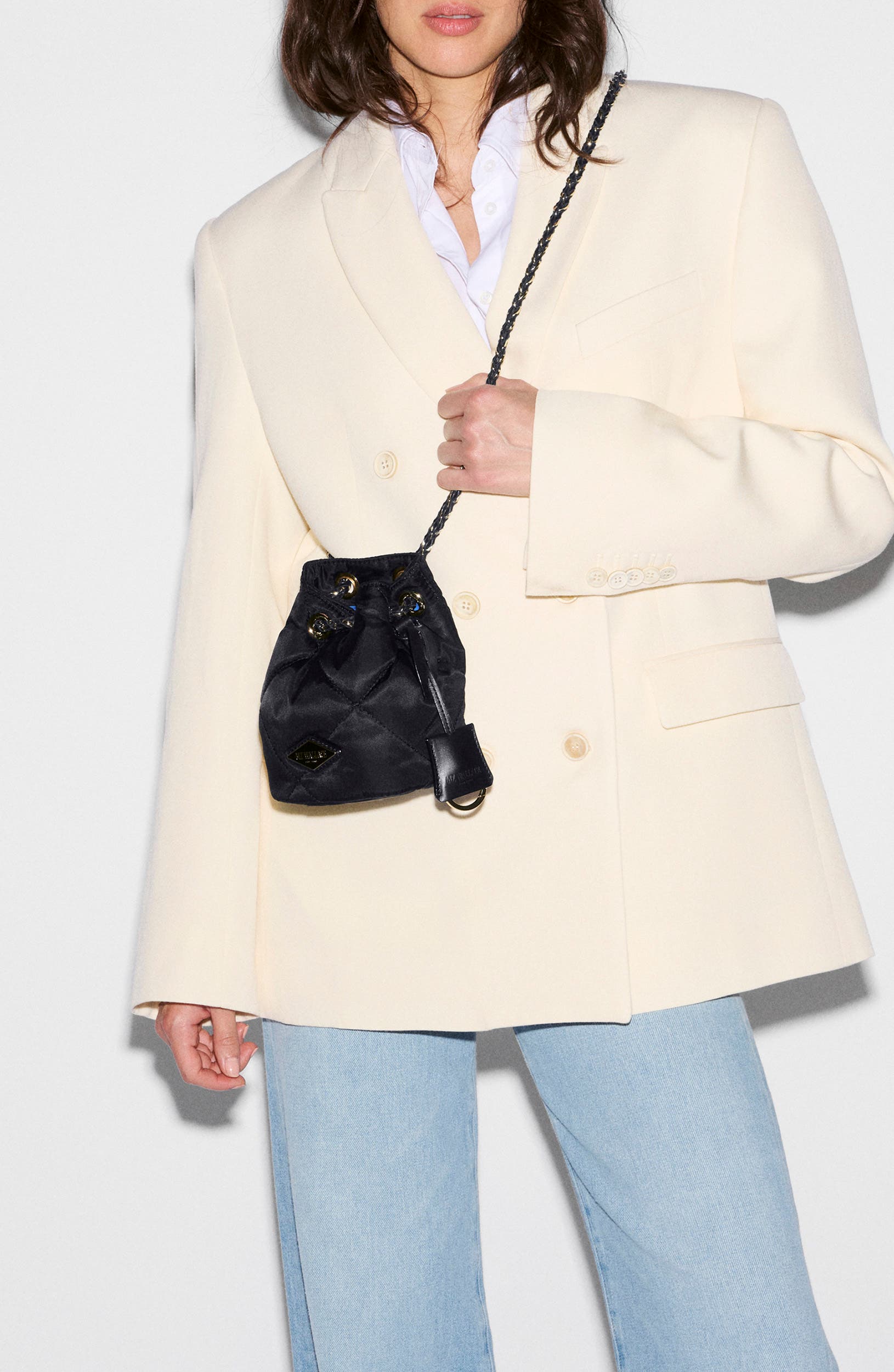 Mini Frankie Bucket Bag, Alternate, color, BLACK