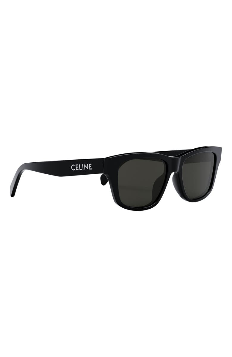 CELINE 55mm Rectangular Sunglasses, Alternate, color, Black