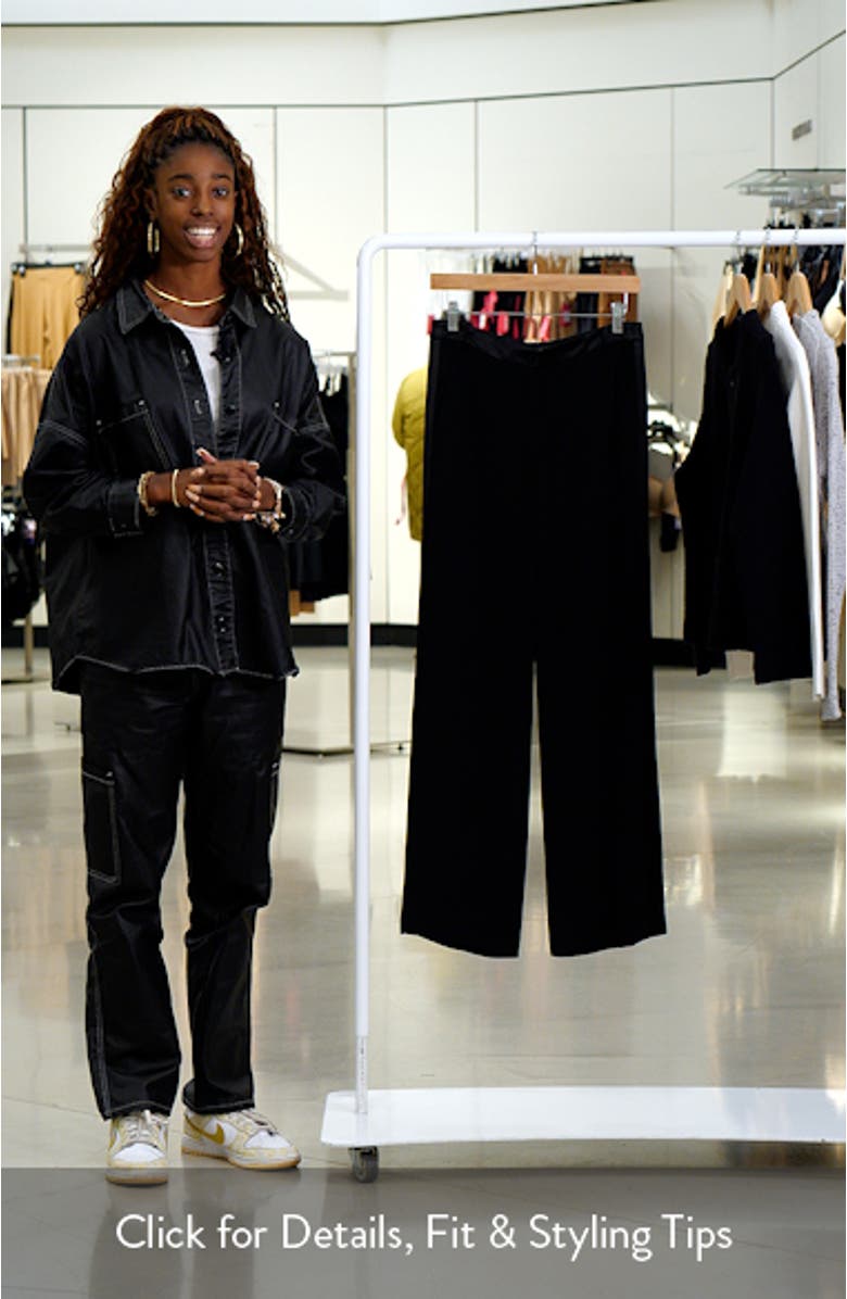 Soren Low Rise Wide Leg Satin Trim Pants, sales video thumbnail