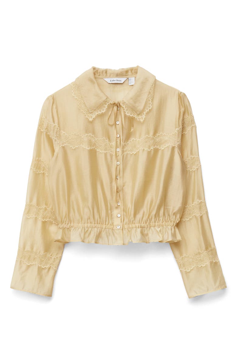 & Other Stories Lace Trim Button-Up Shirt, Alternate, color, Light Yellow