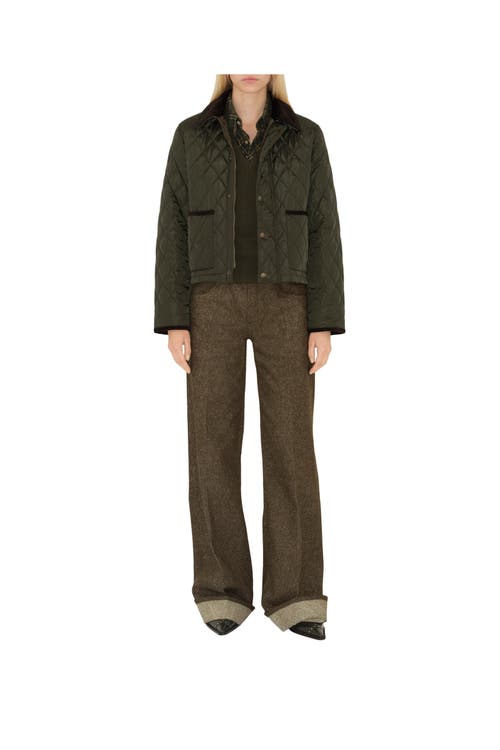 Shop Burberry Cropped Quilted Nylon Jacket In Shale/brush