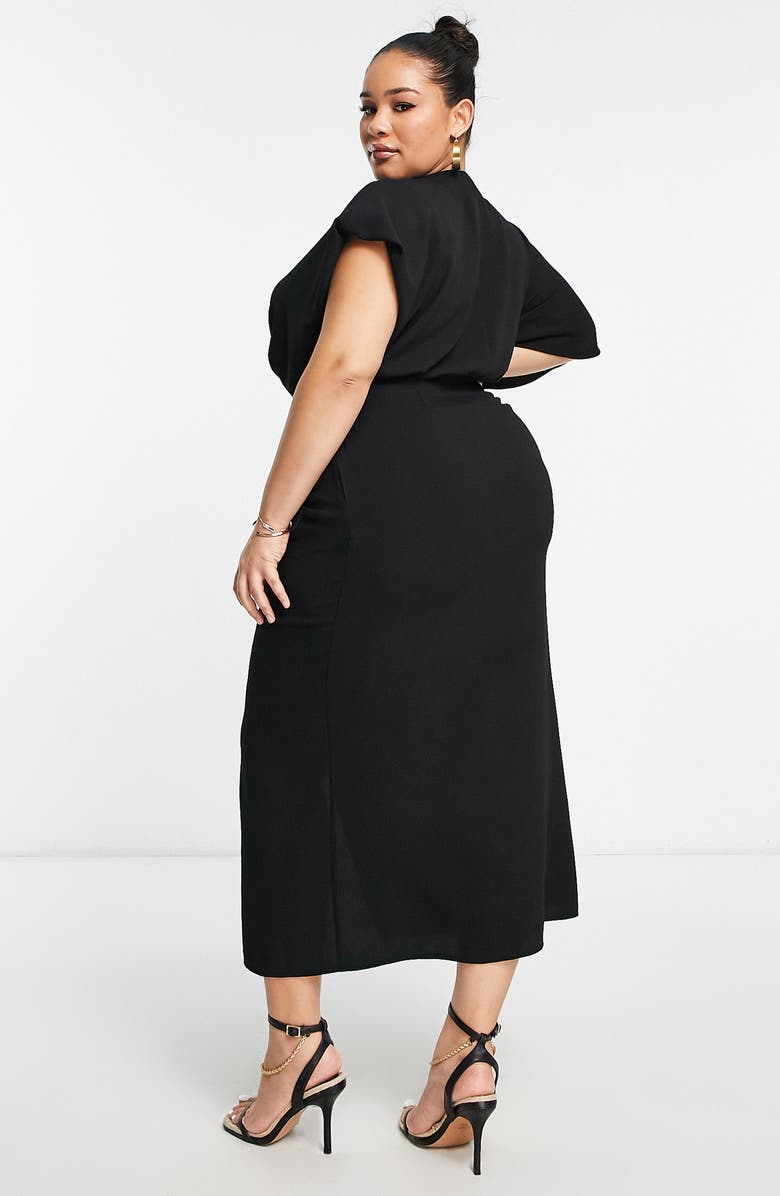 ASOS DESIGN Curve Tie Waist Crepe Midi Dress, Alternate, color, 