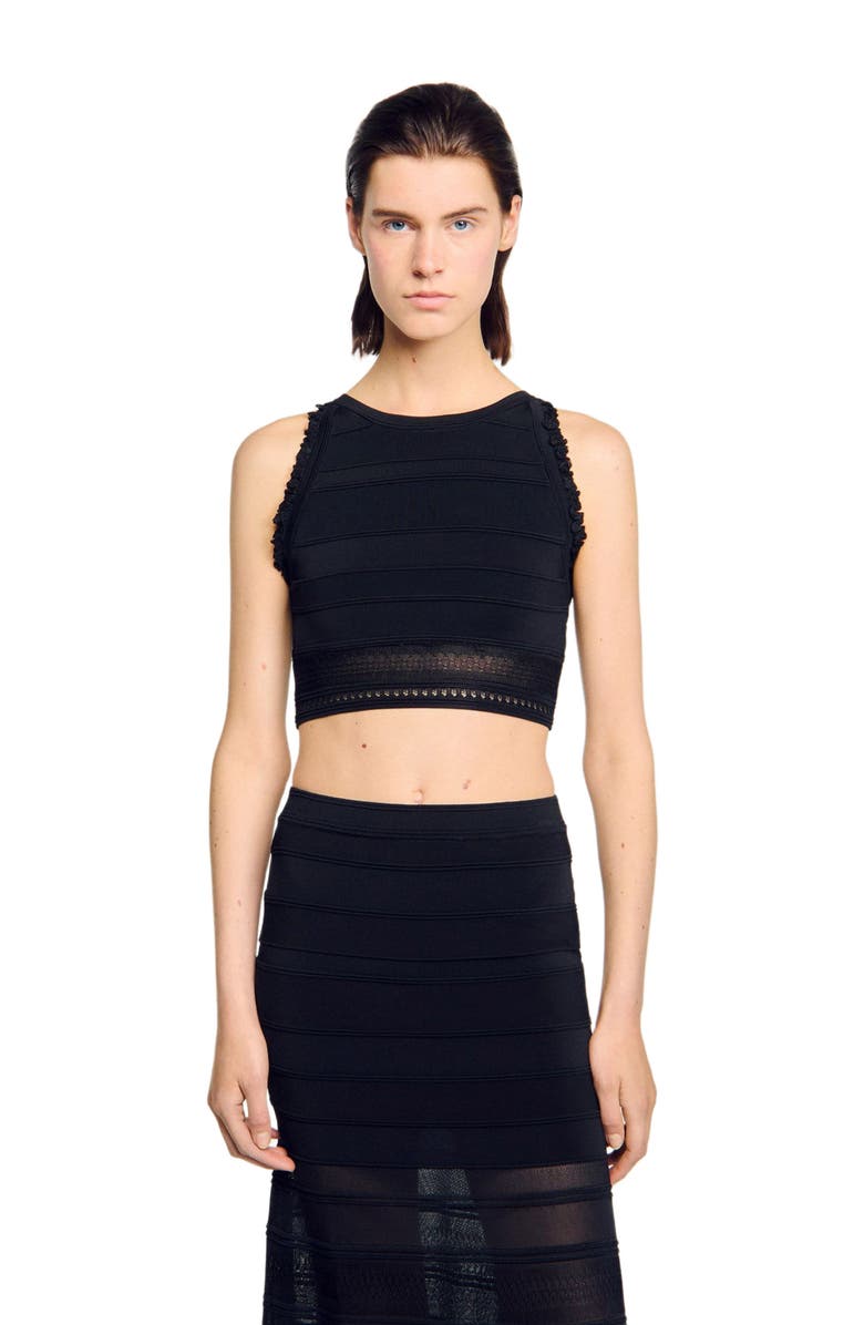 SANDRO Sleeveless top, Alternate, color, Black