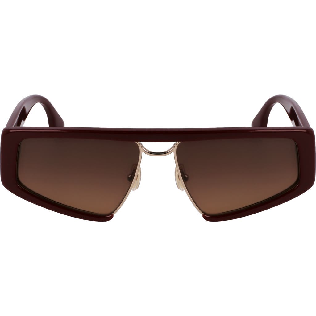 Victoria Beckham Classic Logo 57mm Gradient Modified Rectangular Sunglasses In Wine