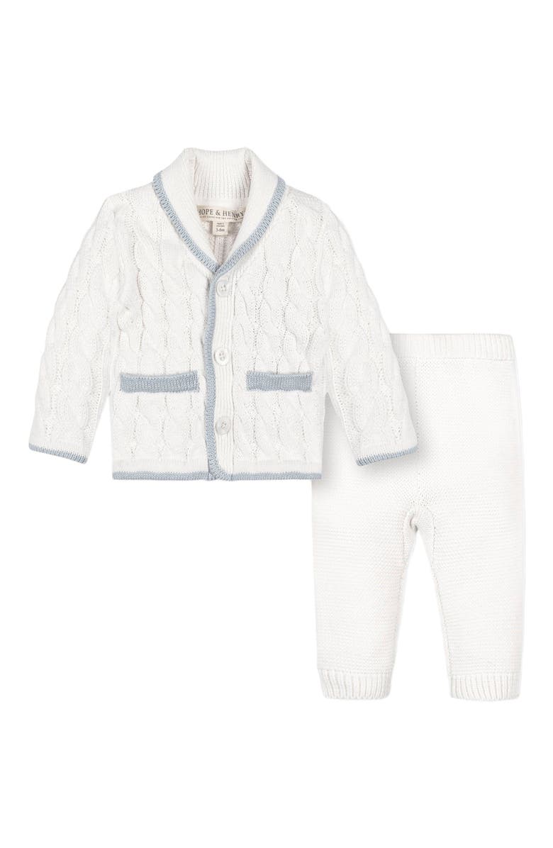 Hope & Henry Baby Organic Cardigan and Legging Set, Infant, Main, color, Soft White Cable