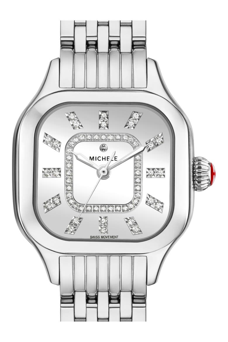 Meggie Diamond Dial Bracelet Watch, 29mm, Alternate, color, SILVER