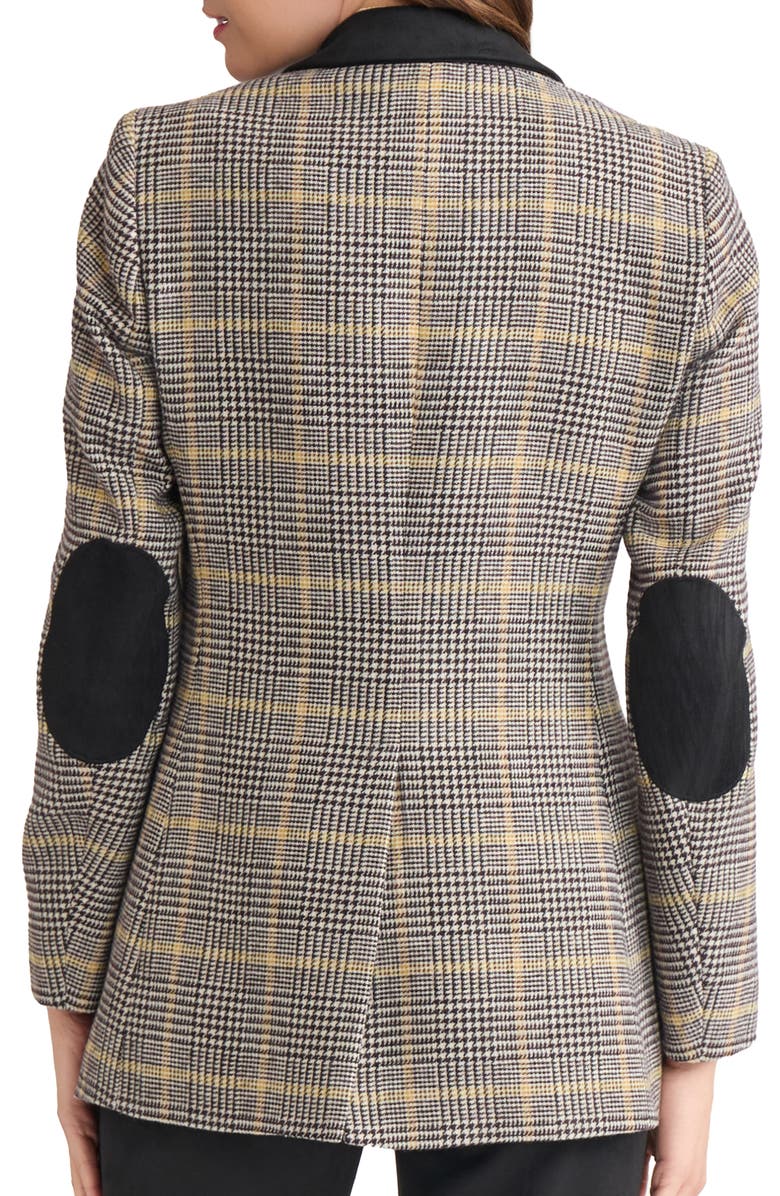 Jones New York Plaid Elbow Patch Blazer, Alternate, color, Caramel Multi