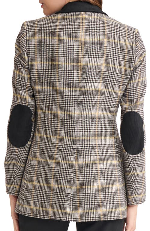 Jones New York Plaid Elbow Patch Blazer In Gray