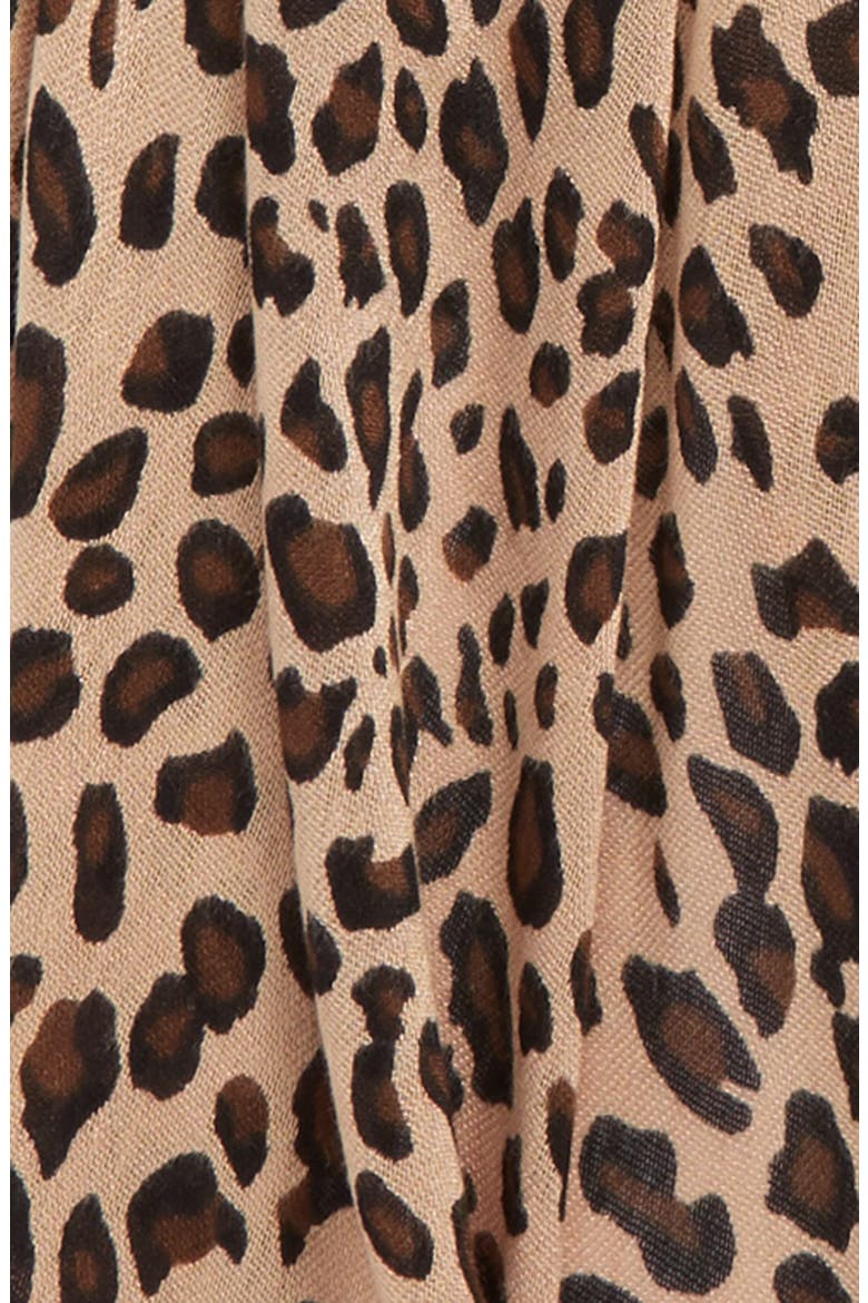 Leopard Print Scarf, Alternate, color, BROWN