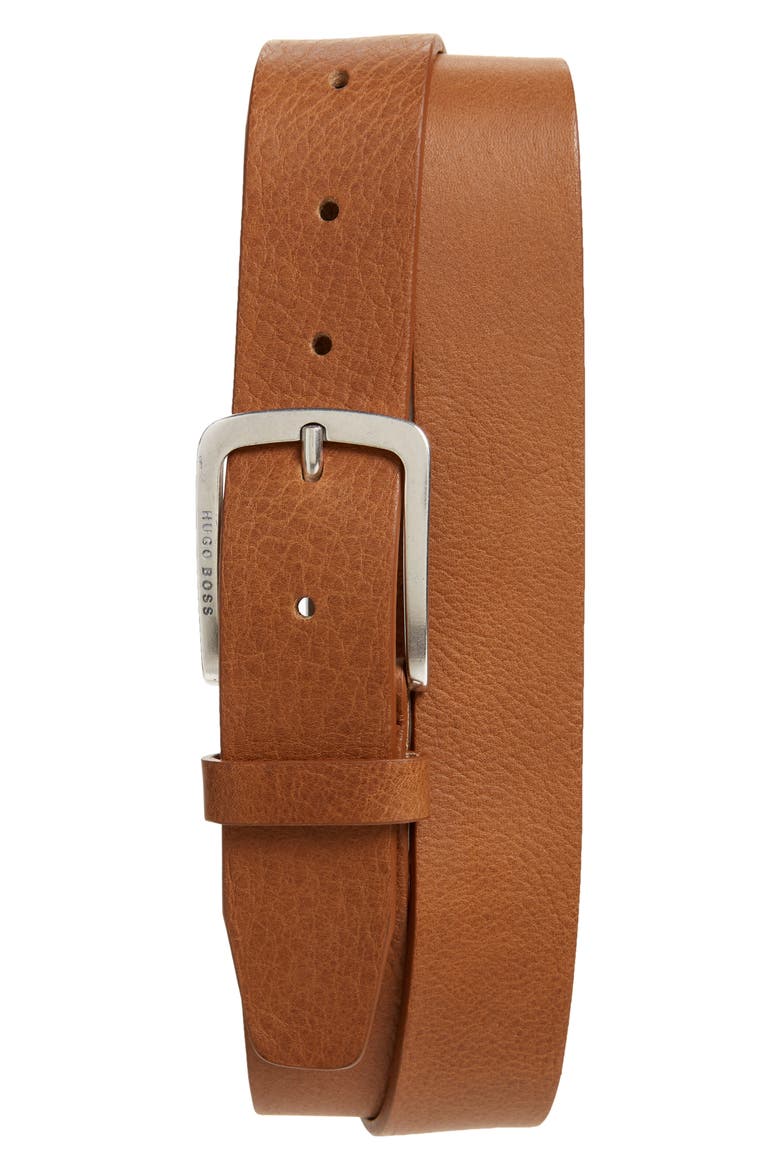 Jor-V Leather Belt, Main, color, MEDIUM BROWN
