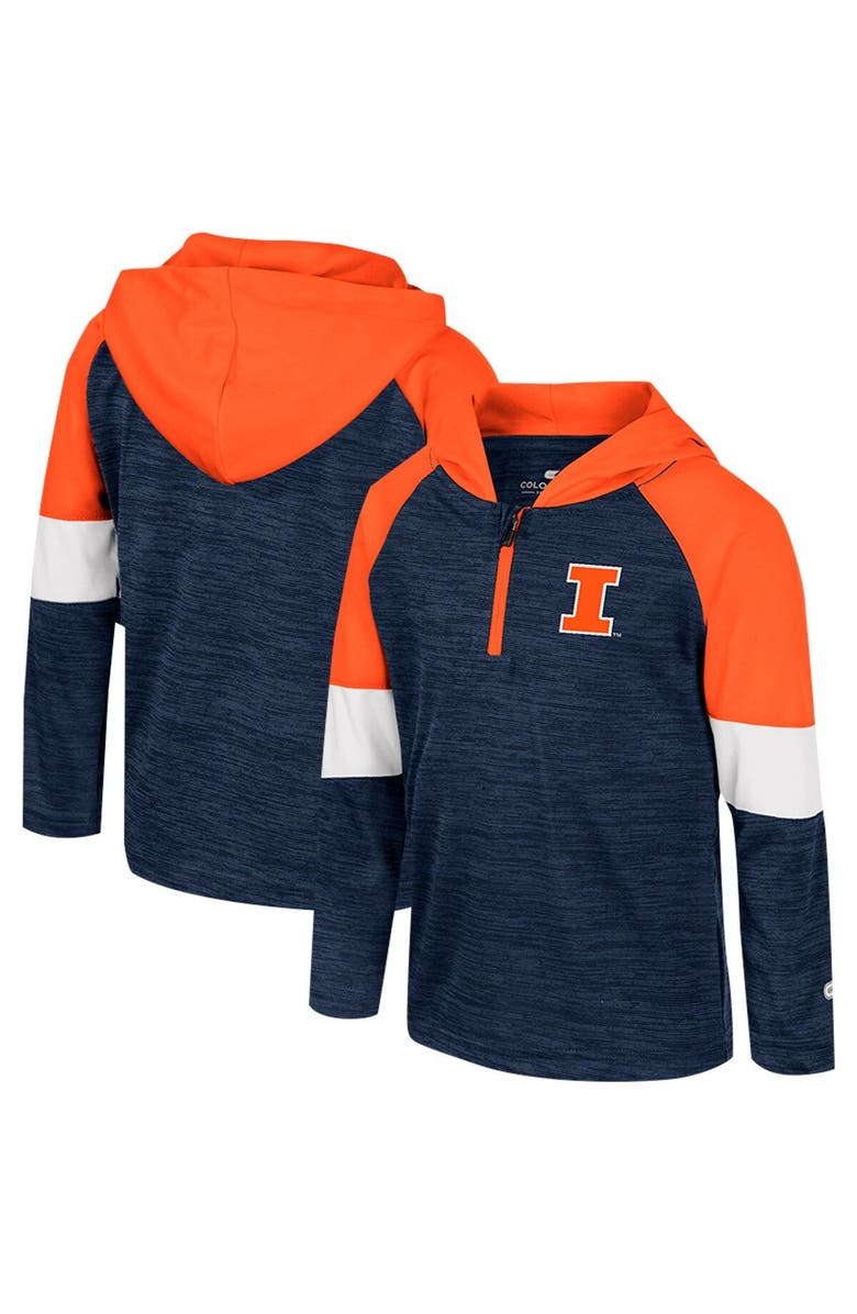 COLOSSEUM Toddler Colosseum Navy Illinois Fighting Illini Creative Control Raglan Quarter-Zip Hoodie, Main, color,