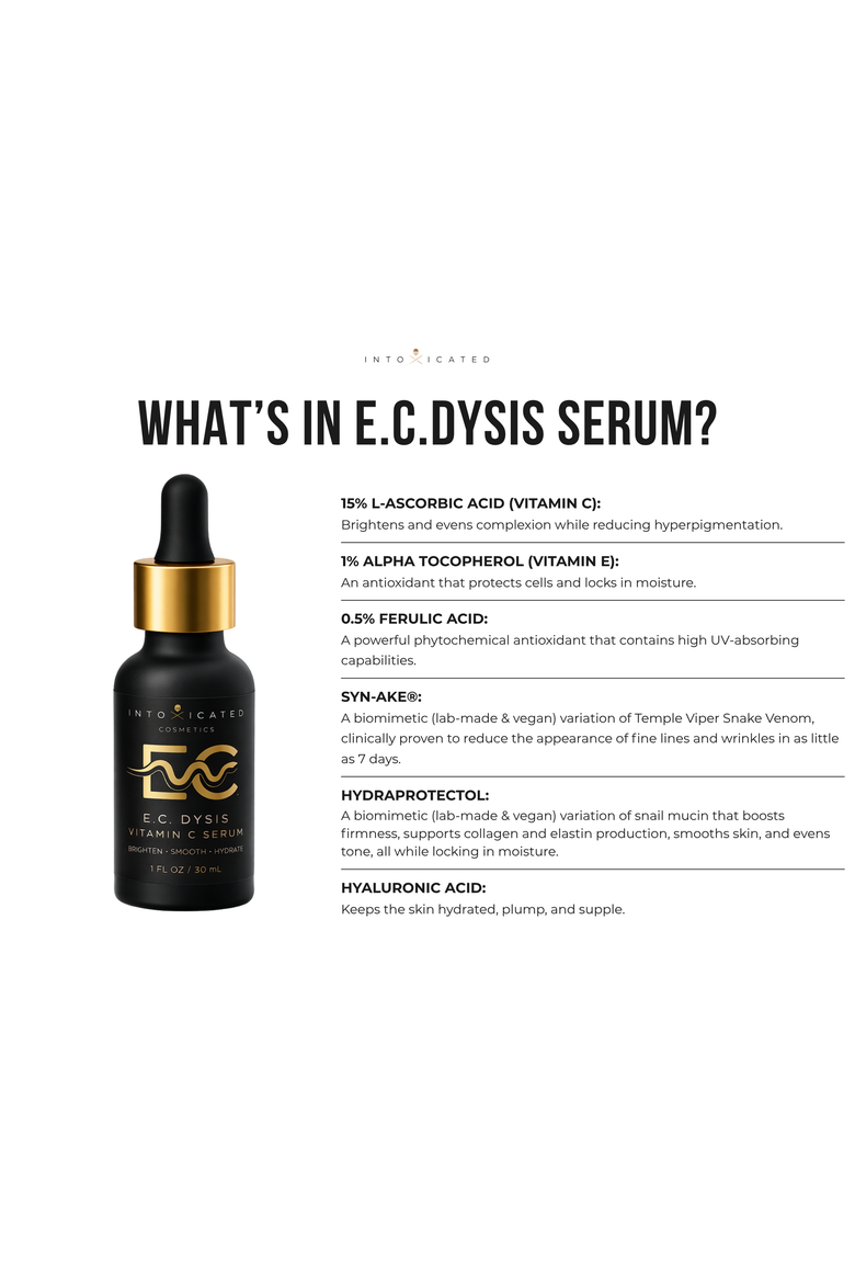 E.C.Dysis Vitamin C Serum | 1fl.oz/30ml | 15% L-Ascorbic Acid | Ferulic Acid| Brightening, Smoothing, Hydrating, Alternate, color, None