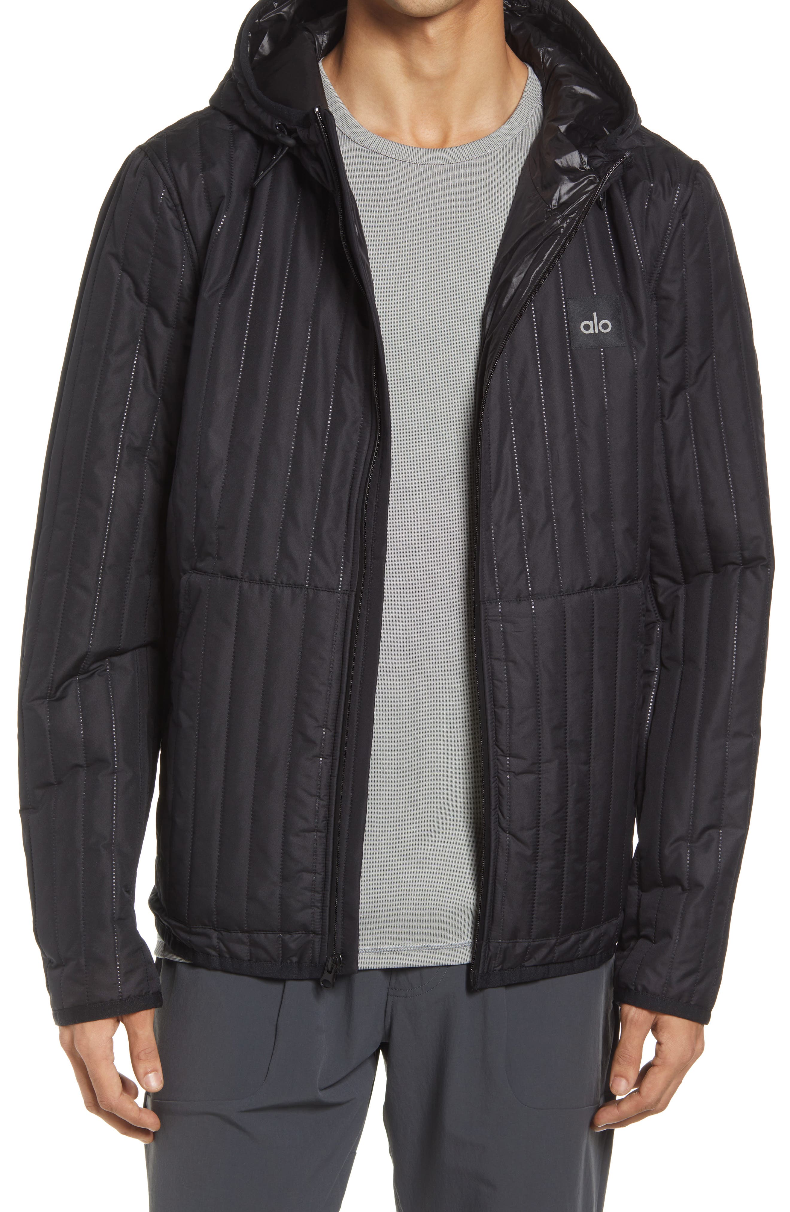 alo ブラック ジップアップジャケット Men's Future Hooded Full Zip Jacket (Men) | Nordstrom