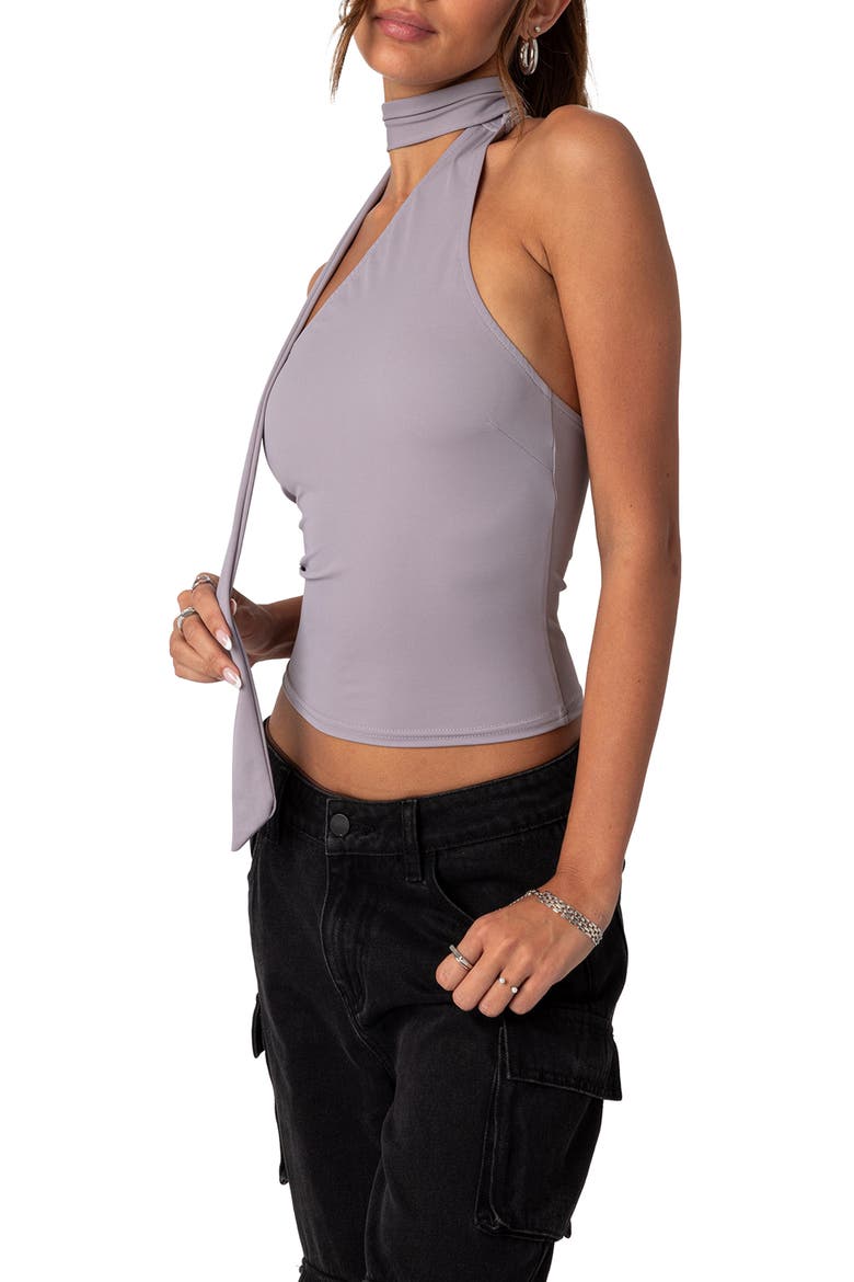 Melony Scarf Halter Top, Alternate, color, GRAY