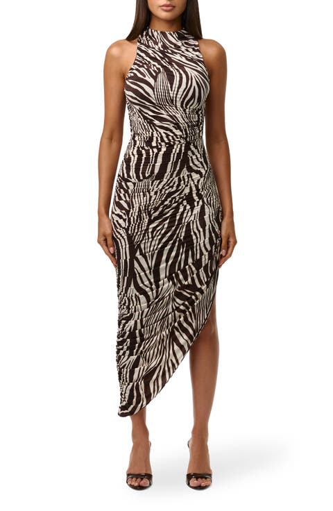 Zebra Stripe Asymmetric Dress