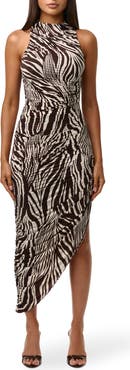 Naked Wardrobe Zebra Stripe Asymmetric Dress