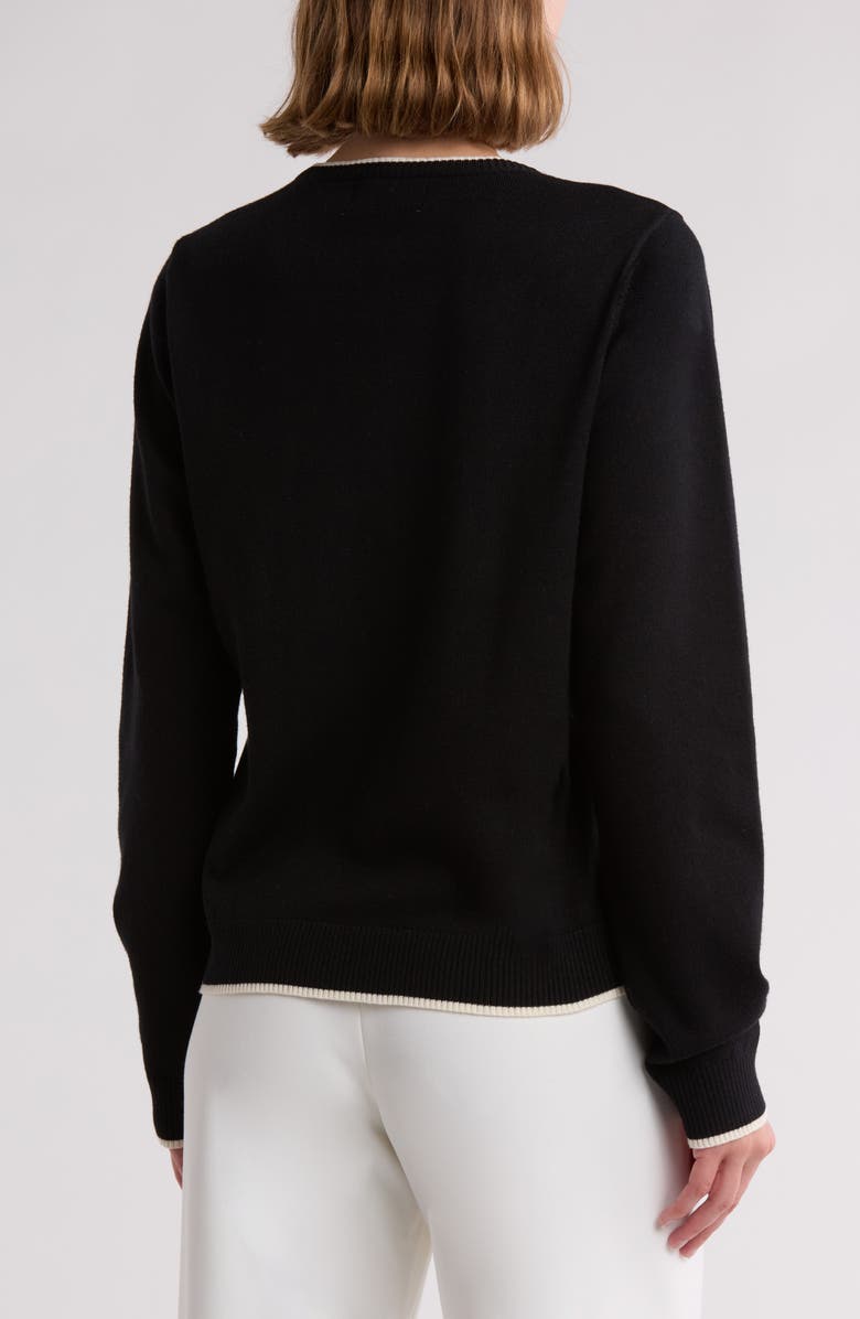 Love By Design Keira Chest Pocket Cardigan, Alternate, color, Tipped Black/Gardeni