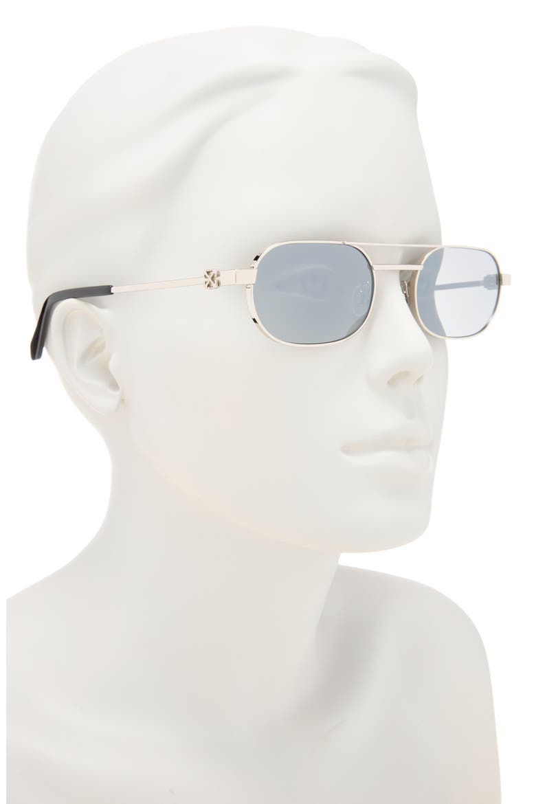Vaiden 55mm Double Bridge Oval Sunglasses, Alternate, color, SILVER SILVER MIRROR