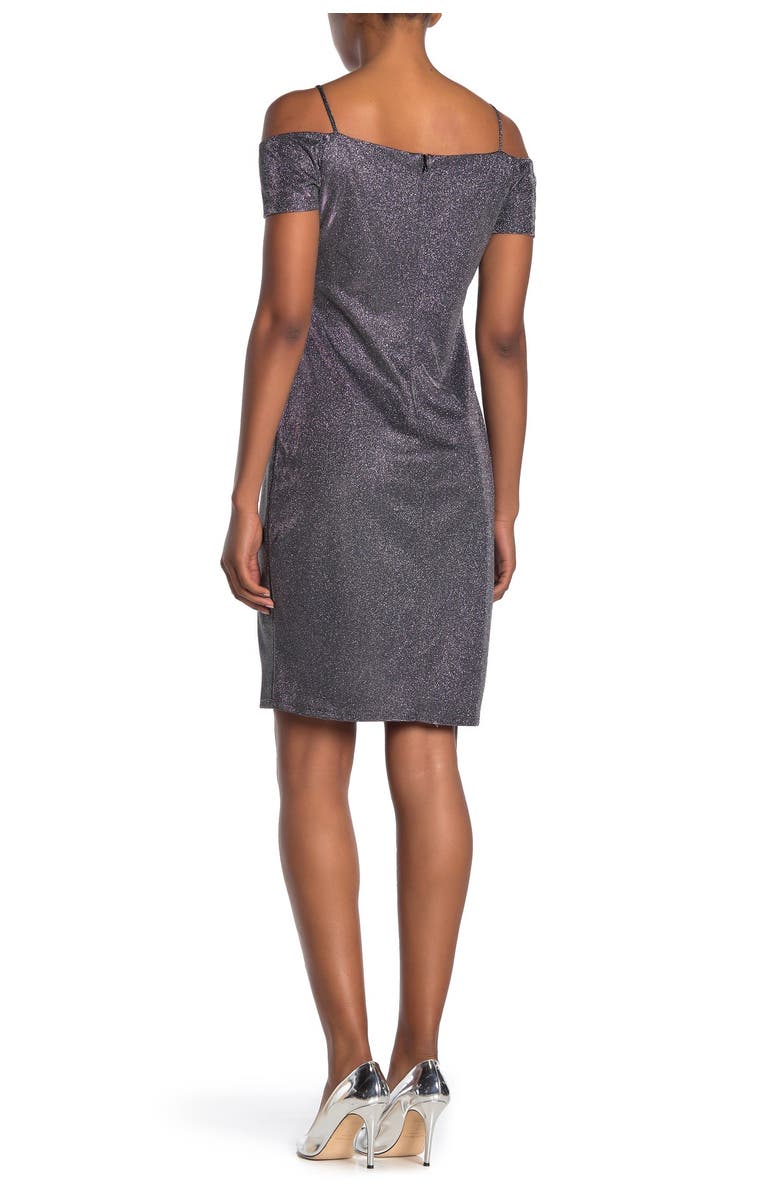 Marina Cold Shoulder Metallic Knit Slim Midi Dress, Alternate, color, 